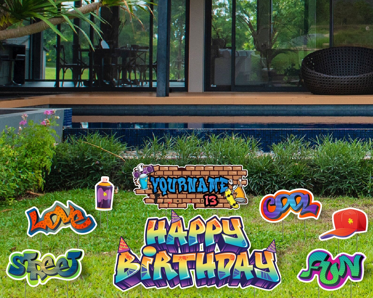 Graffiti Theme Happy Birthday Yard Sign