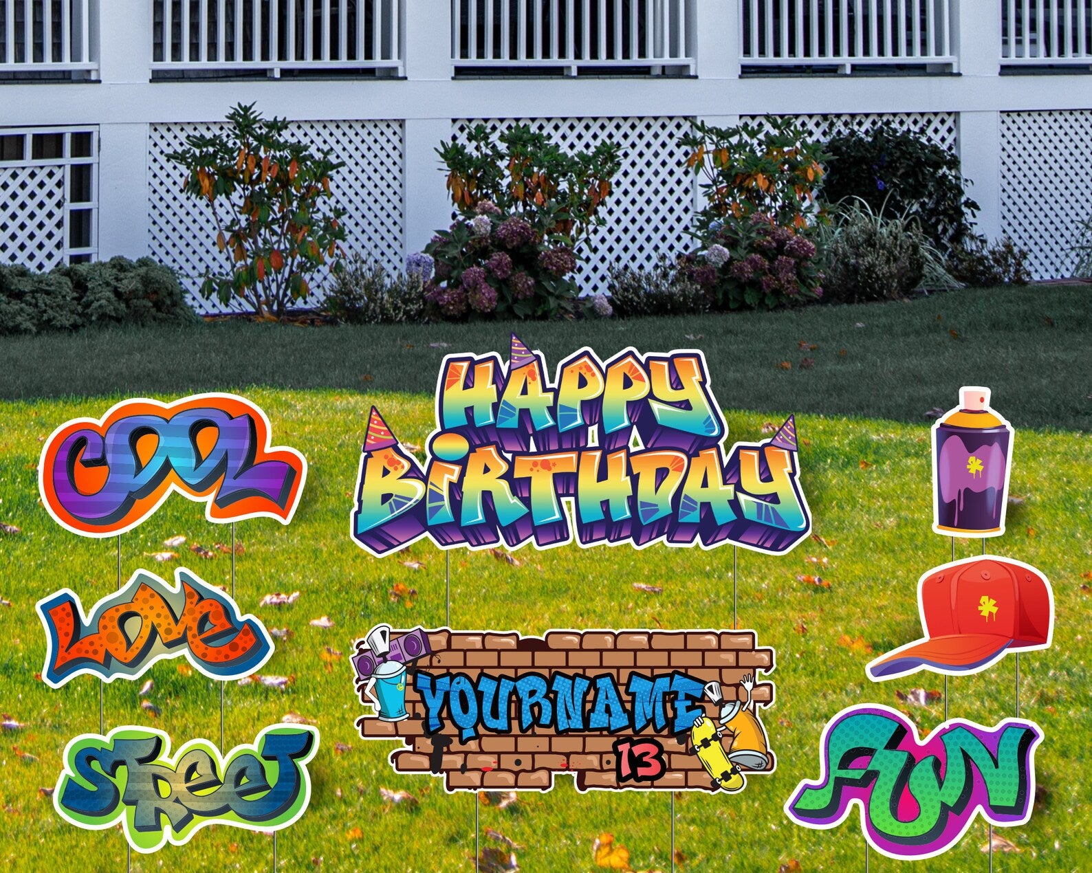 Graffiti Theme Happy Birthday Yard Sign