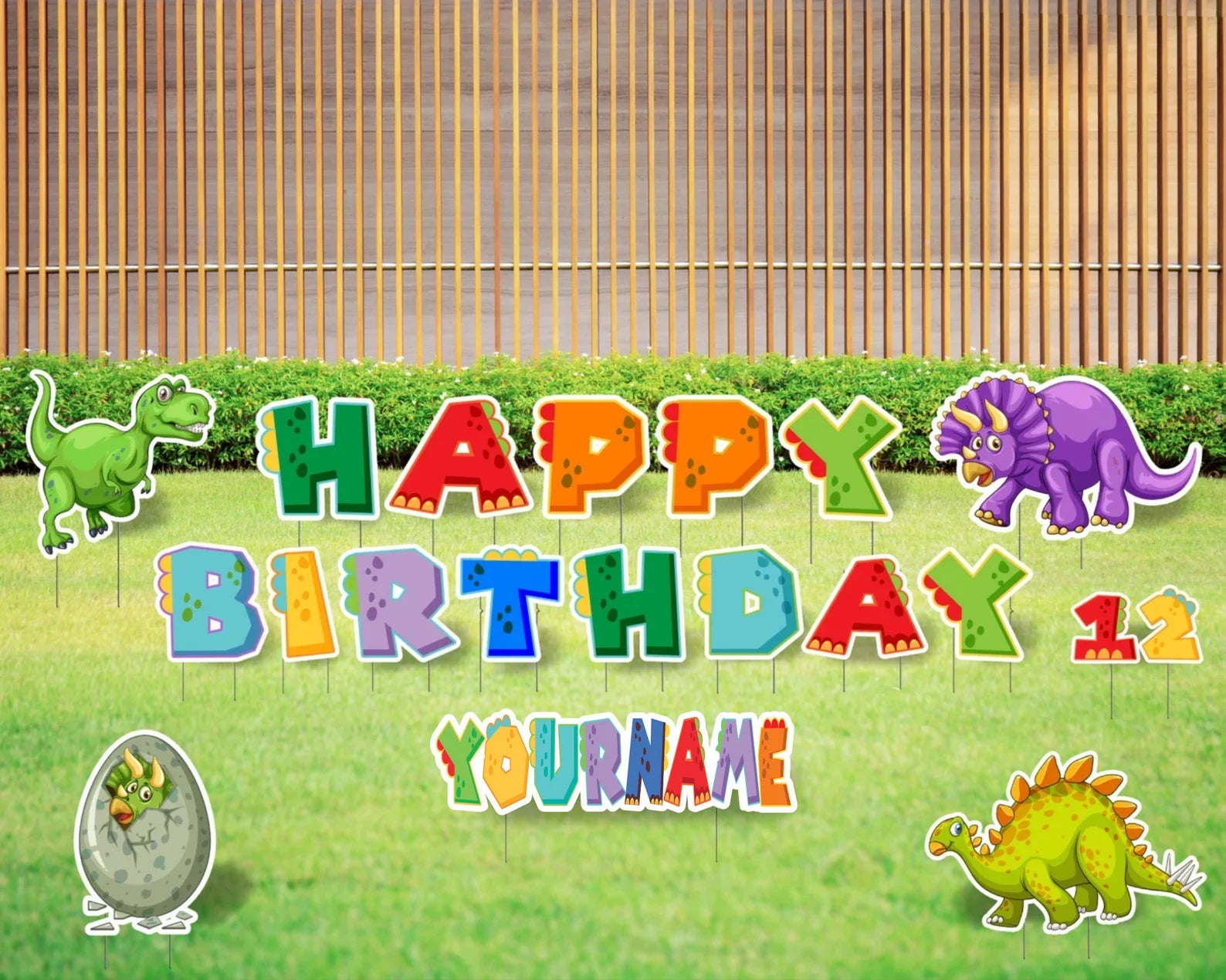 Dinosaur Theme Happy Birthday Yard Sign