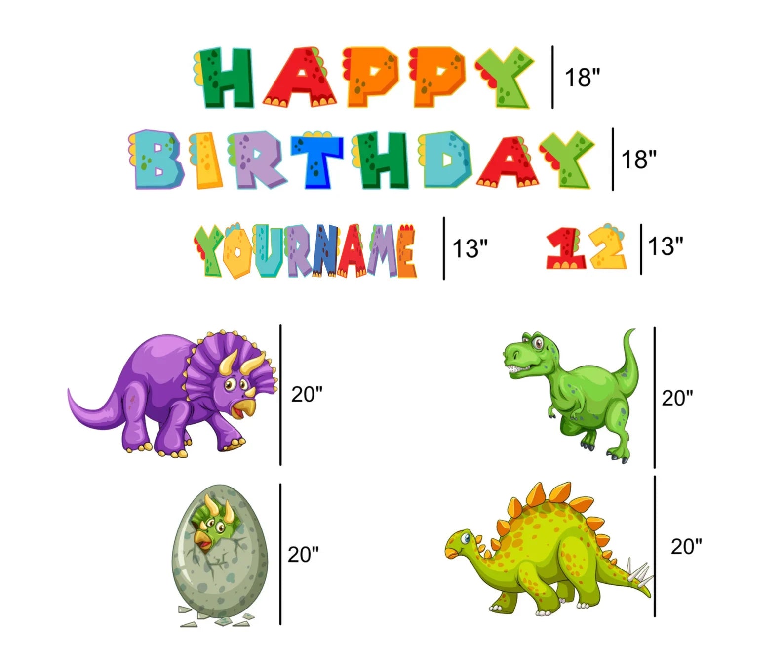 Dinosaur Theme Happy Birthday Yard Sign