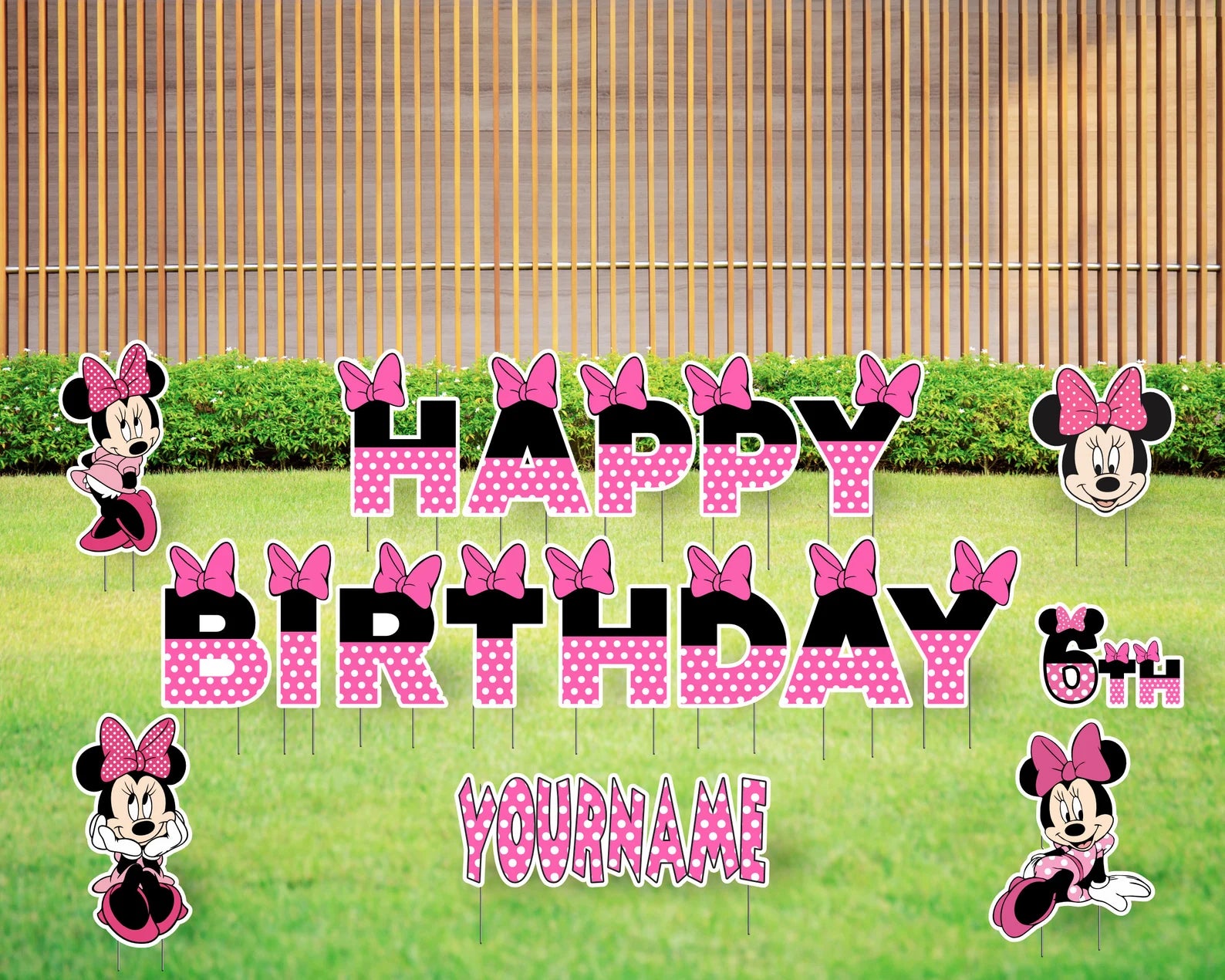 Personalized Minnie Mouse Happy Birthday Yard Sign