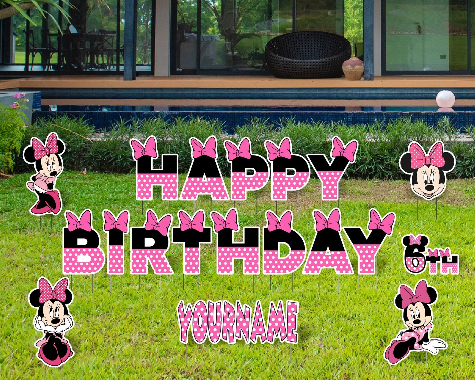 Personalized Minnie Mouse Happy Birthday Yard Sign