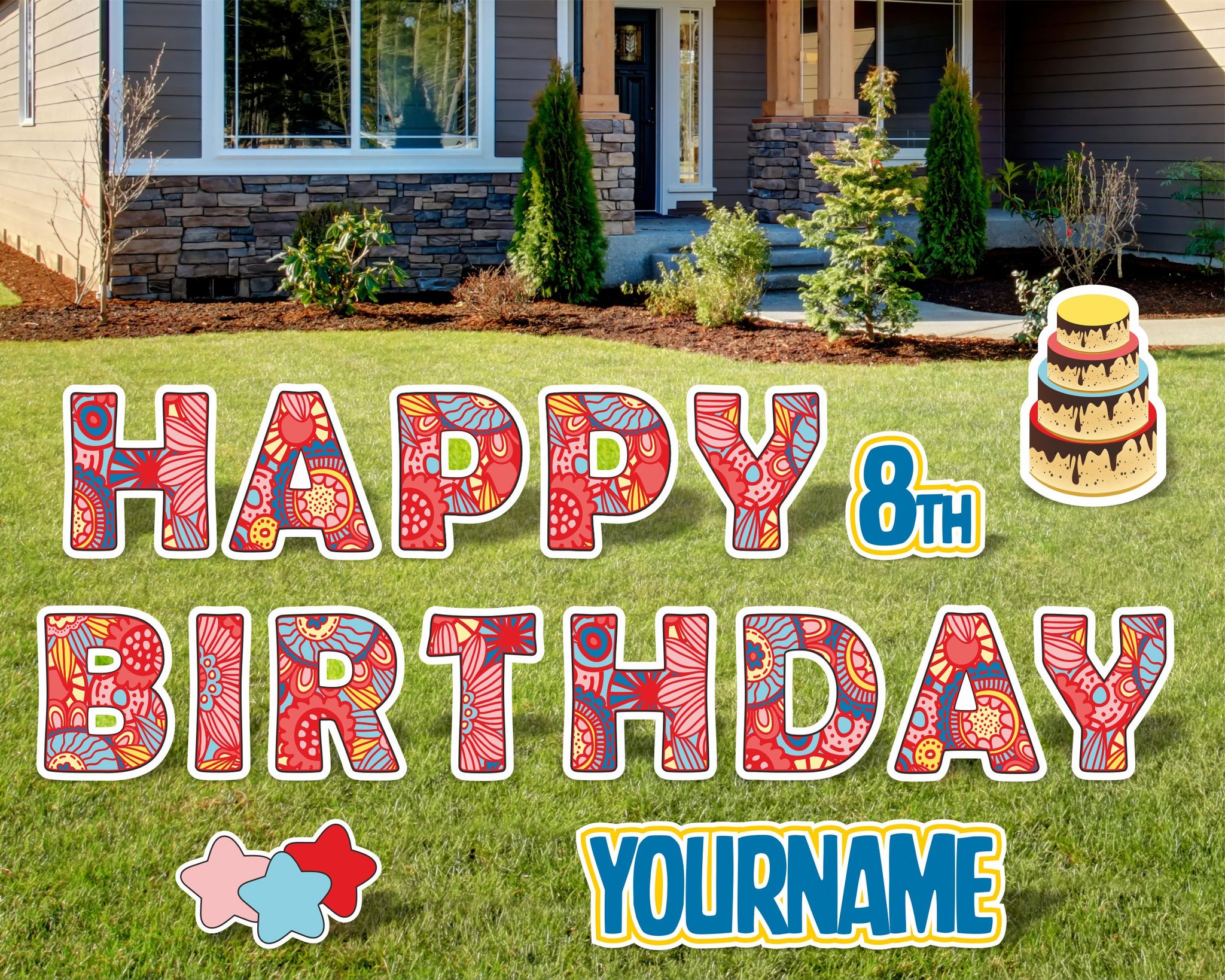 Retro Happy Birthday Yard Sign