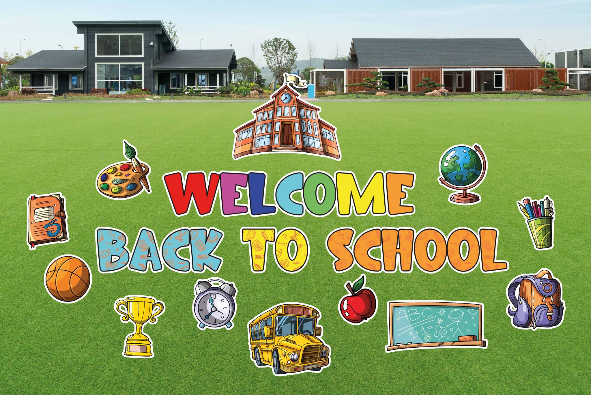 Welcome Back to School With Bus Yard Sign