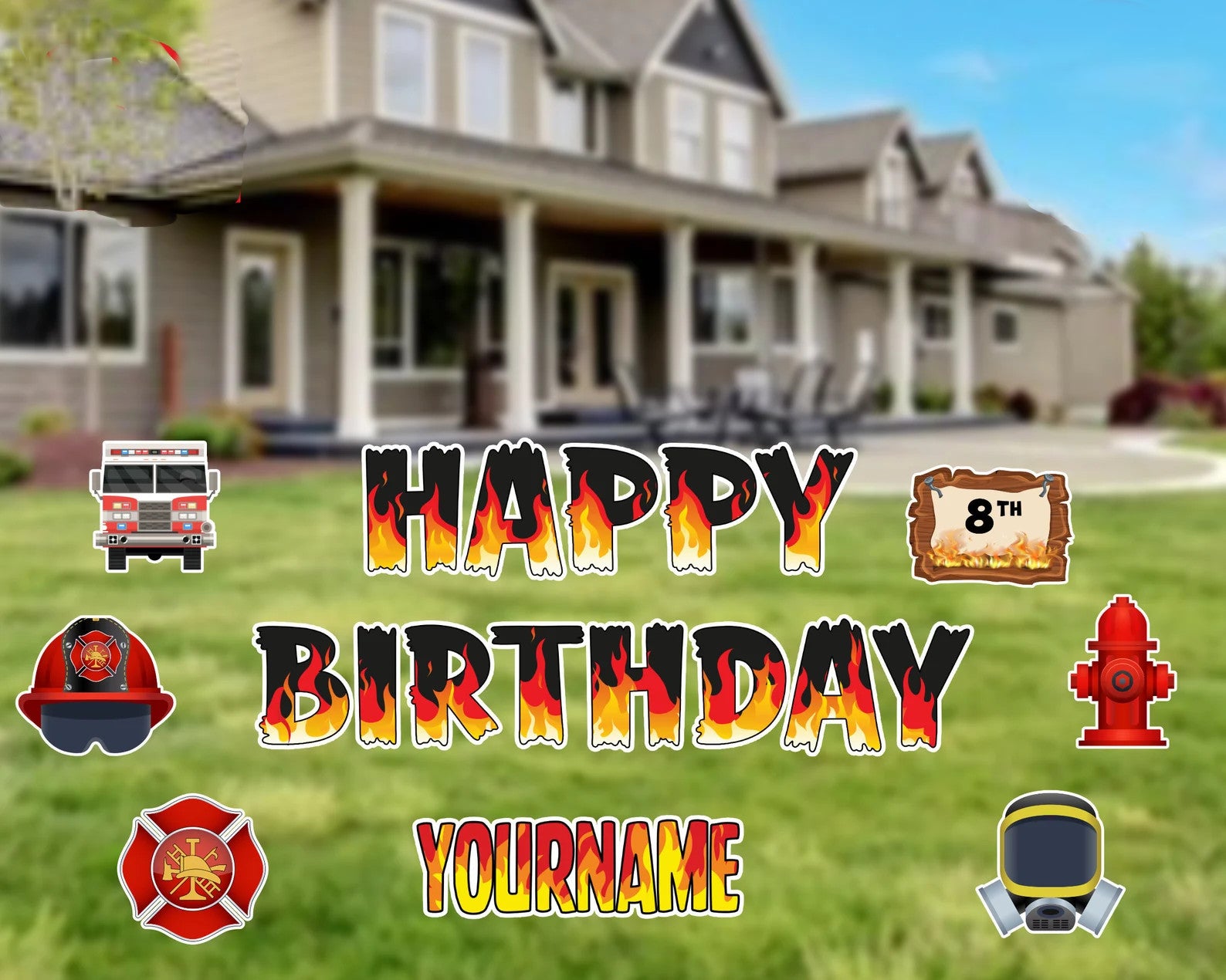 Personalized Happy Birthday Fireman Yard Sign