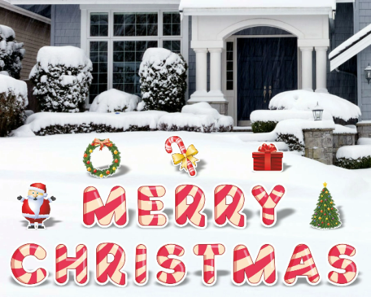 Candy Cane Merry Christmas Lawn Signs